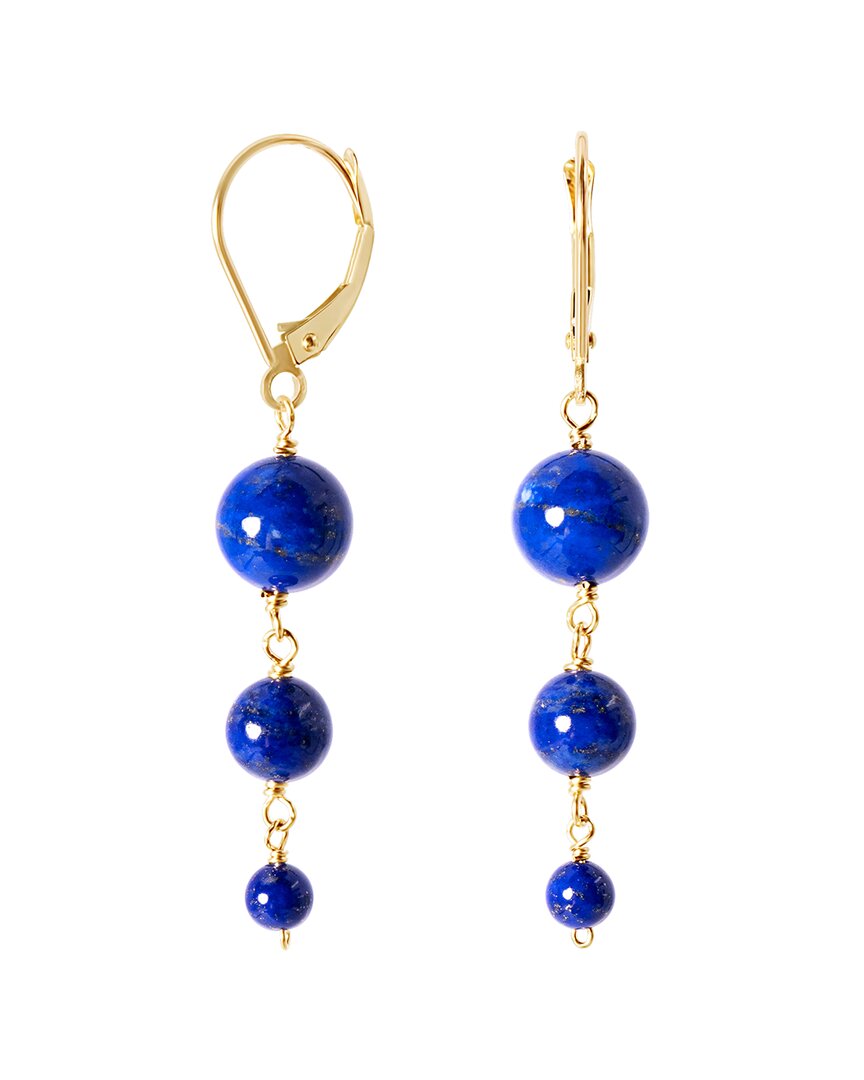 Jewelmak 14k Lapis Drop Earrings In Blue