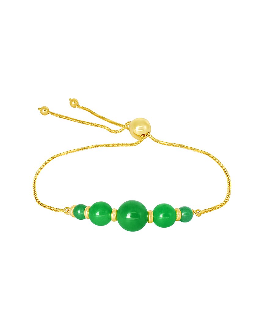 Jewelmak 14k Green Jade Bracelet In Gold