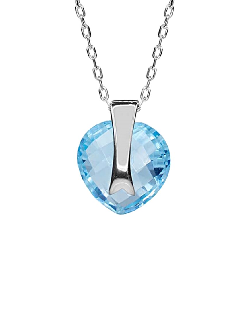 Jewelmak 14k 6.00 Ct. Tw. Blue Topaz Necklace In Metallic