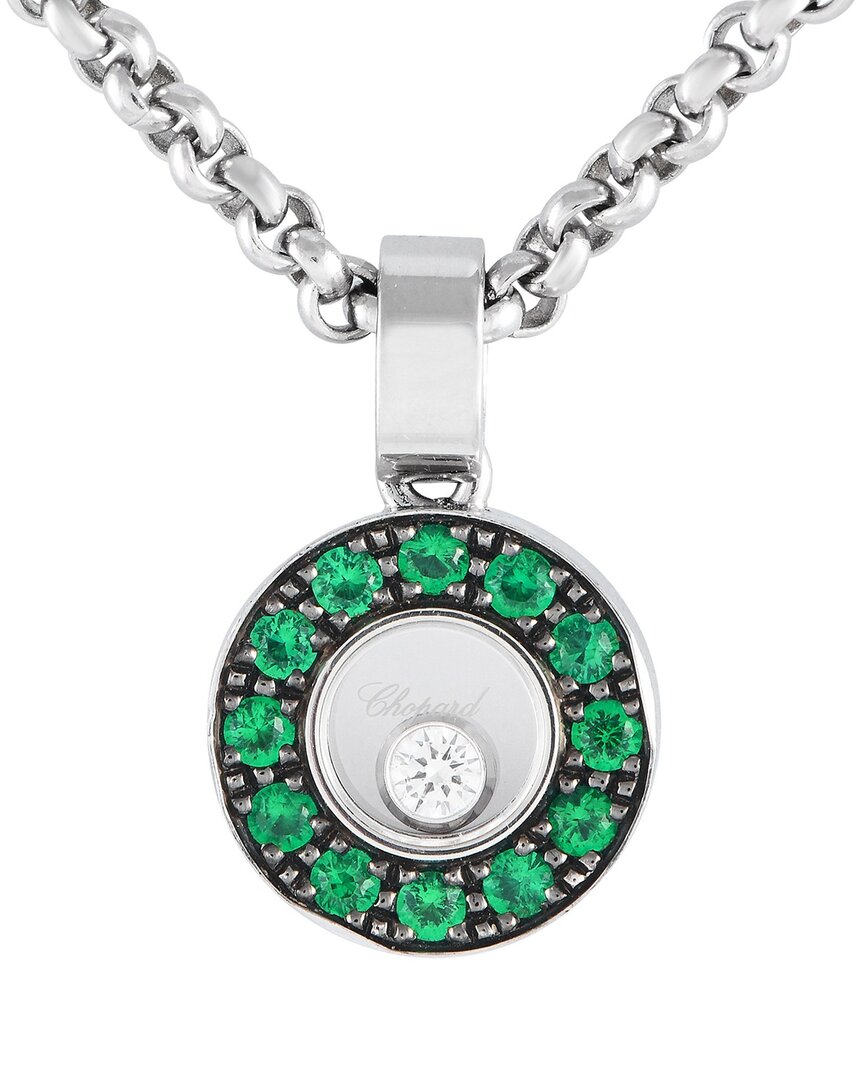 Chopard 18k Emerald Necklace (authentic ) In Metallic