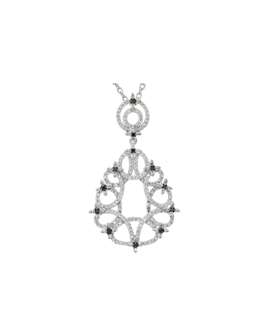 Gemstones Silver 0.87 Ct. Tw. Diamond & White Topaz Pendant