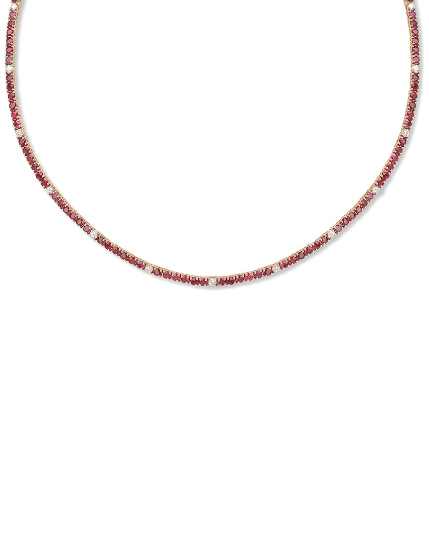 Diana M. Fine Jewelry 18k 8.30 Ct. Tw. Diamond & Ruby Necklace In Red