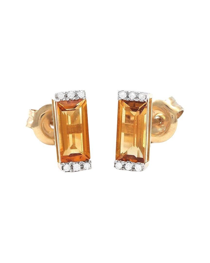 Gemstones Bar 14k 0.94 Ct. Tw. Diamond & Citrine Earrings
