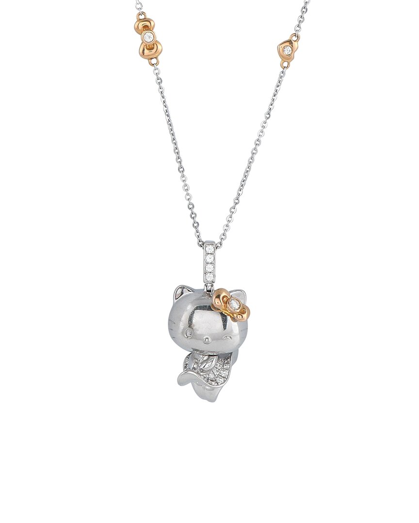 Sanrio Hello Kitty 18k White And Rose Gold 0.57ct Diamond Pendant Necklace Sn23-052825 In Metallic