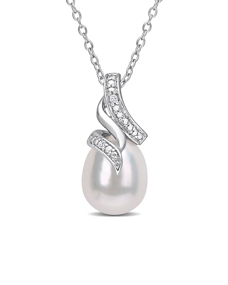 Rina Limor Silver 8.5-9mm Pearl Twisted Drop Pendant Necklace