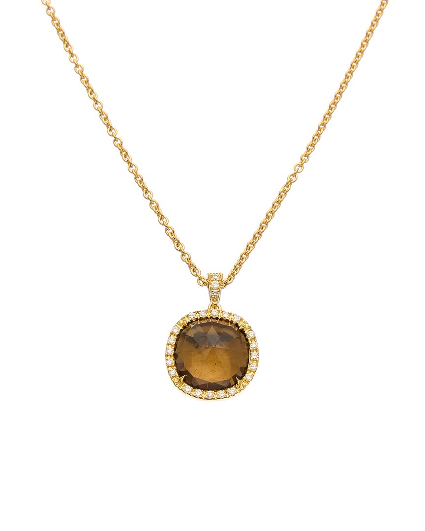 Shop Marco Bicego Jaipur 18k 0.17 Ct. Tw. Diamond & Smoky Quartz Necklace