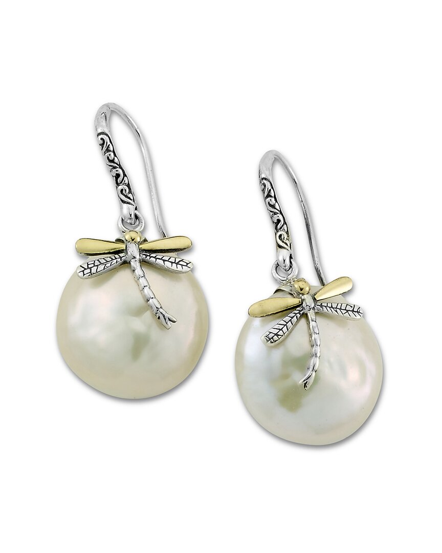 Shop Samuel B. 18k & Silver Pearl Dragonfly Earrings