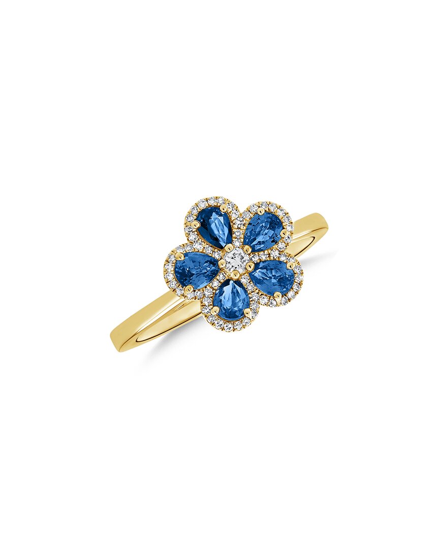 Sabrina Designs 14k 1.14 Ct. Tw. Diamond & Sapphire Flower Ring