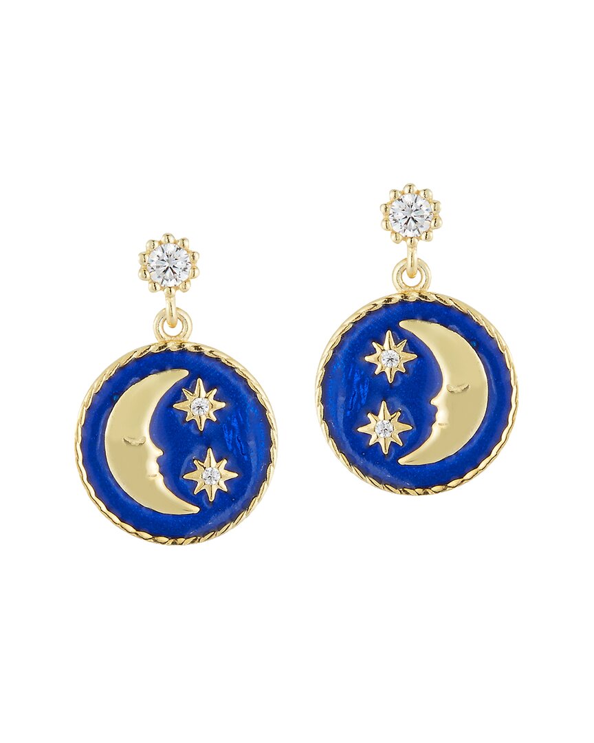 Sphera Milano 14k Over Silver Cz Moon & Star Earrings