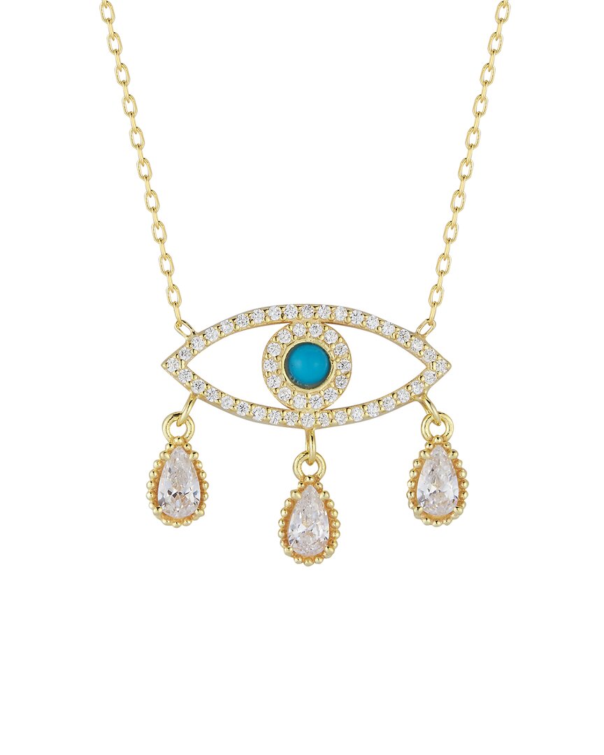 Sphera Milano 14k Over Silver Turquoise Cz Evil Eye Necklace