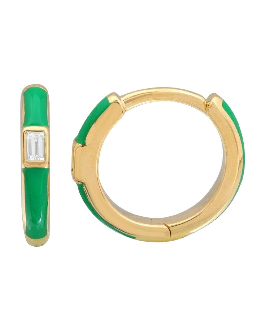 Sabrina Designs 14k 0.07 Ct. Tw. Diamond Green Enamel Huggie Earrings