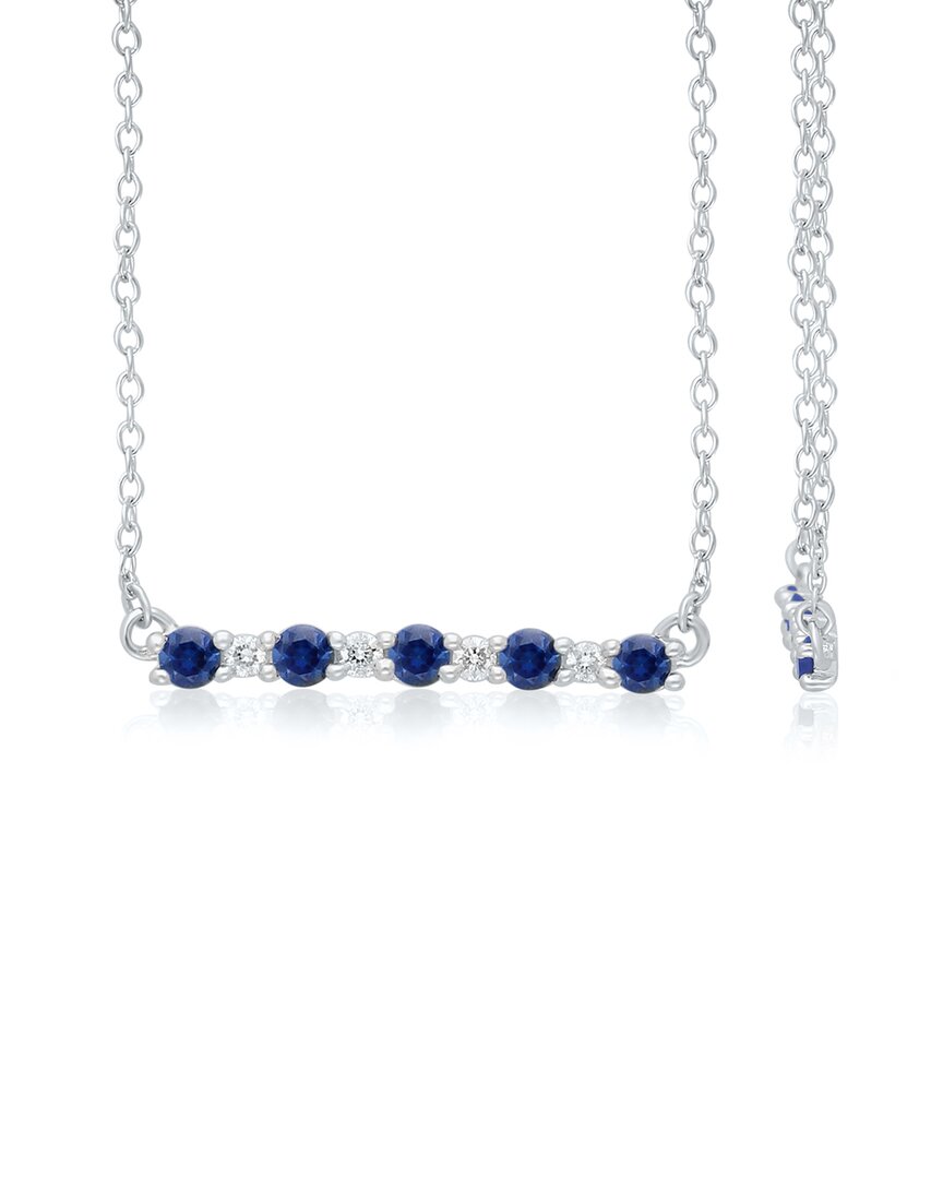 Kallati 14k 0.50 Ct. Tw. Diamond & Blue Sapphire Necklace