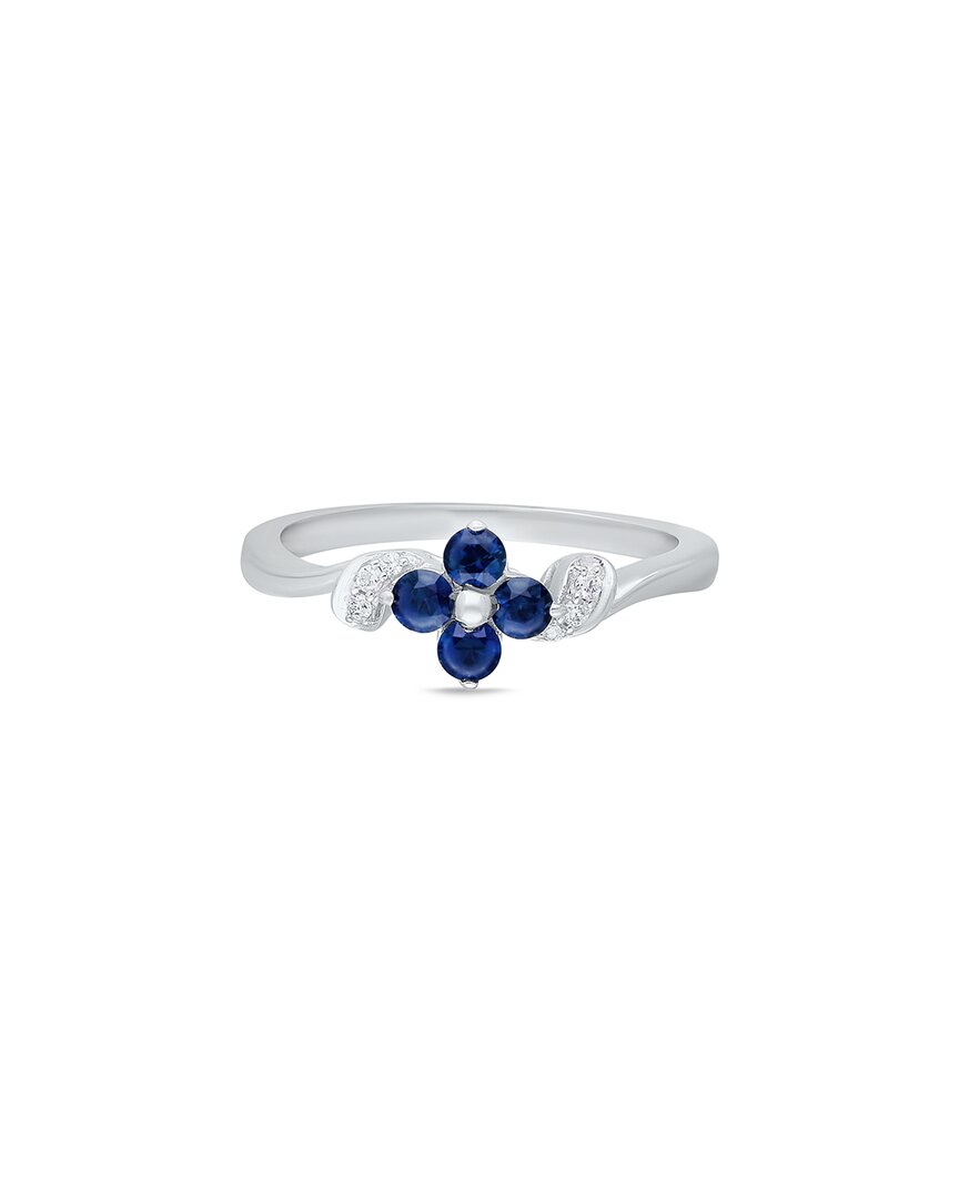 Kallati 14k 0.40 Ct. Tw. Diamond & Blue Sapphire Ring