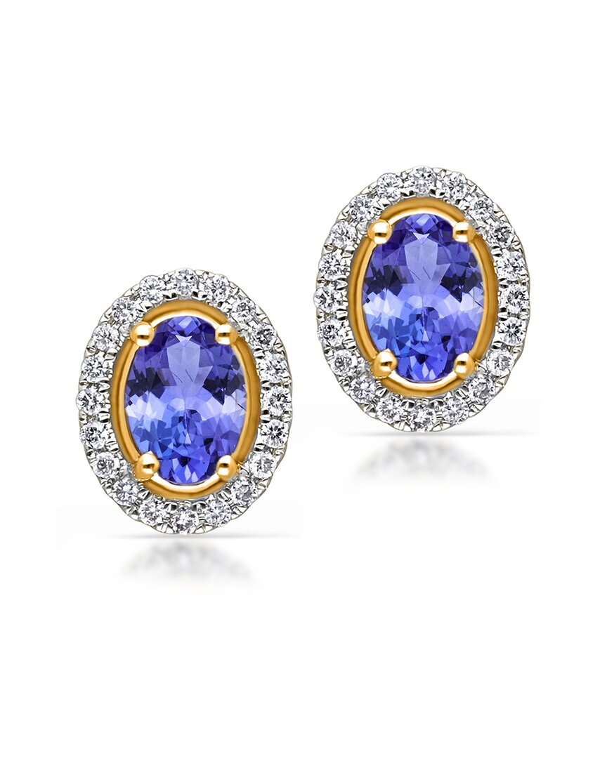 Kallati 14k 1.05 Ct. Tw. Diamond & Tanzanite Earrings