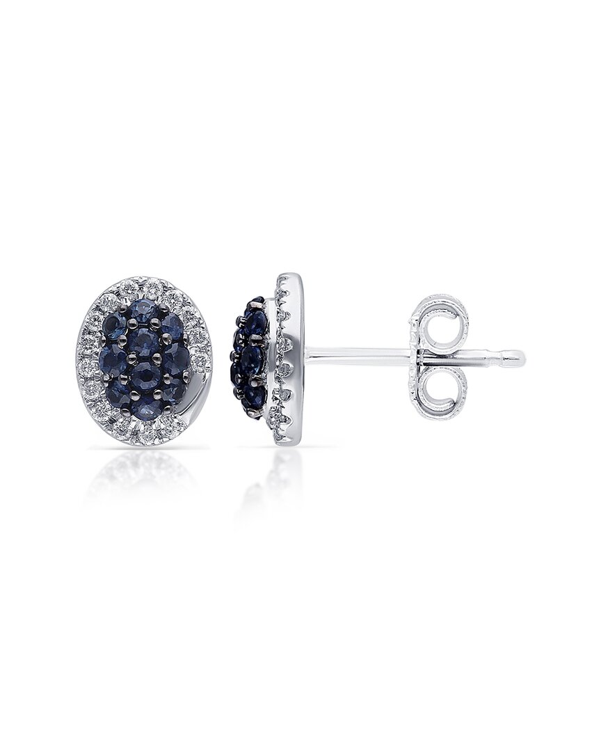 Kallati 14k 0.55 Ct. Tw. Diamond & Blue Sapphire Earrings