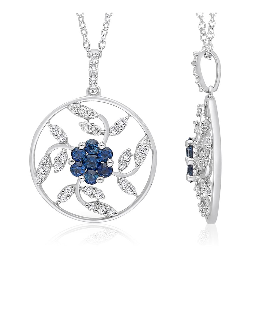 Kallati 14k 0.65 Ct. Tw. Diamond & Blue Sapphire Necklace