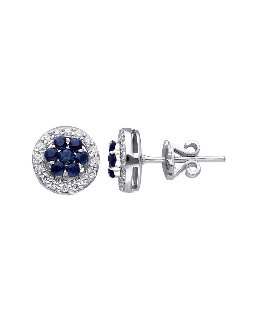 Shop Kallati 14k 0.50 Ct. Tw. Diamond & Blue Sapphire Earrings
