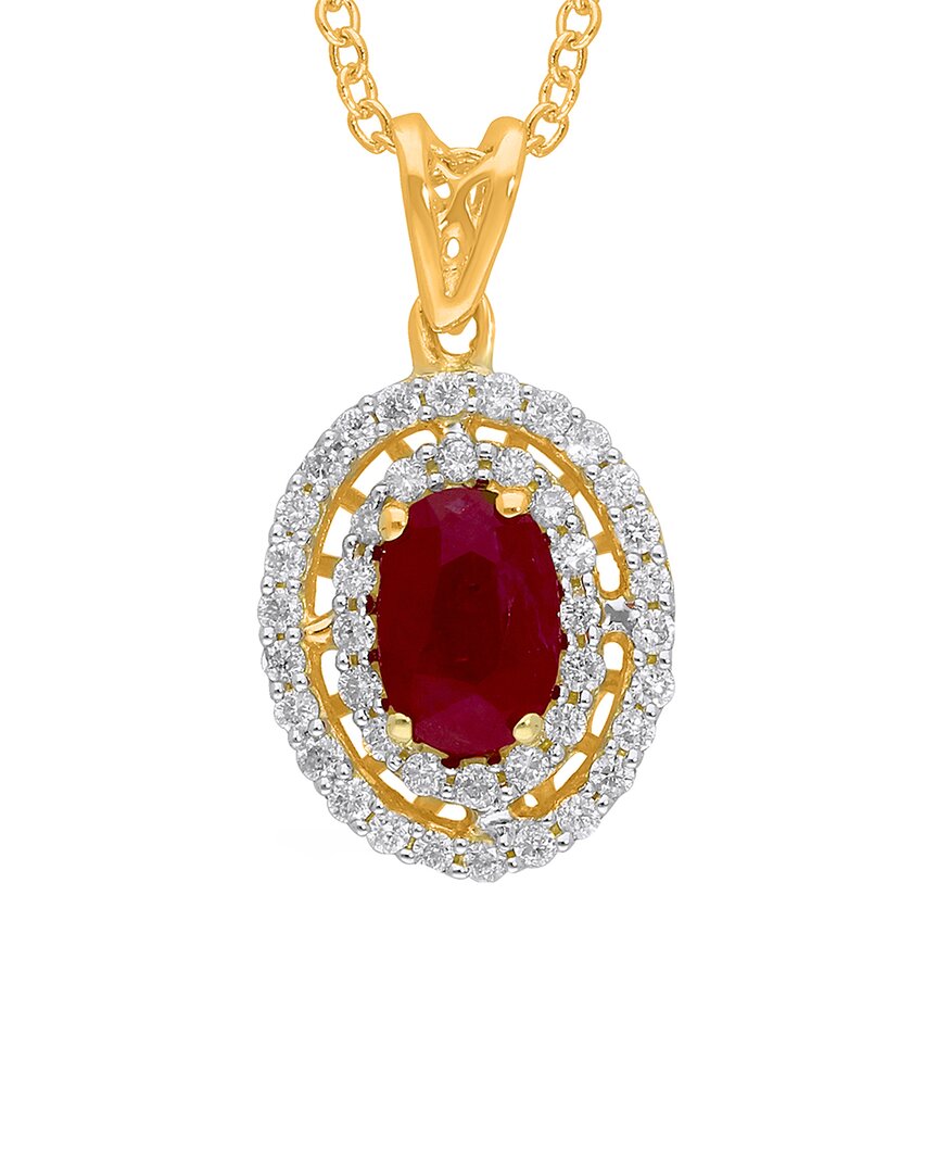 Kallati 14k 0.75 Ct. Tw. Diamond & Ruby Necklace
