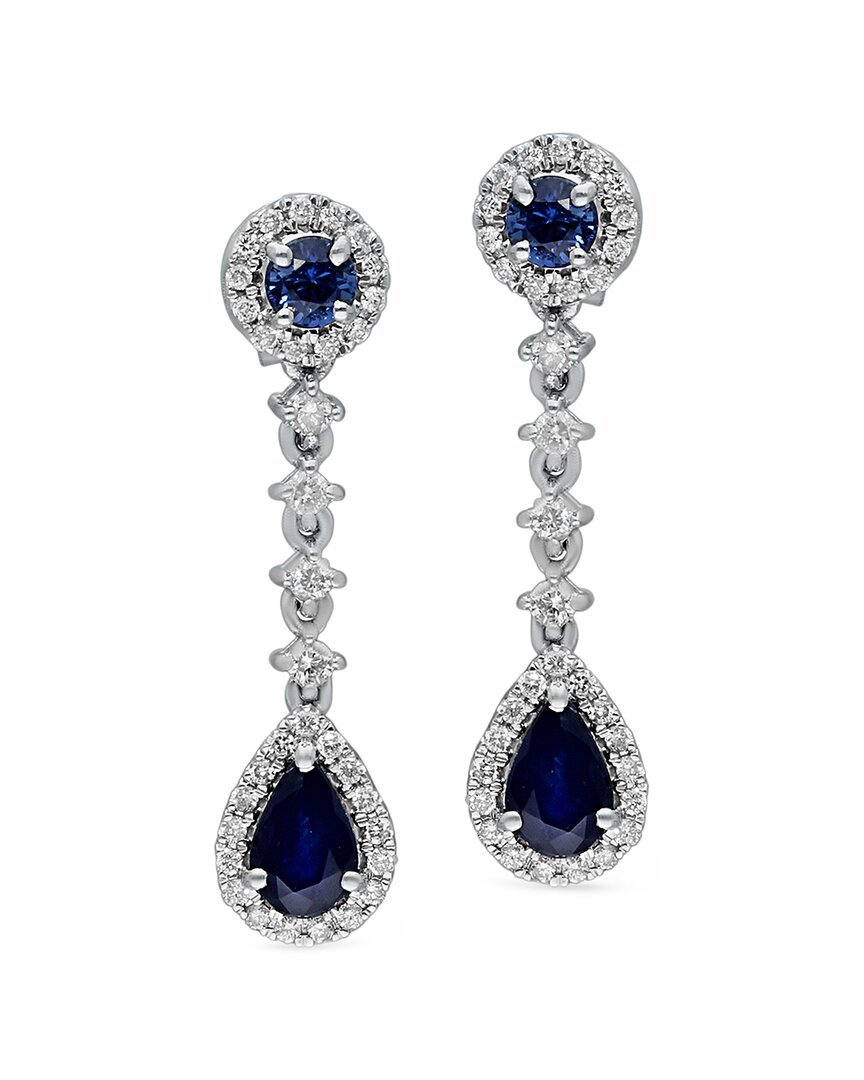 Kallati 14k 1.90 Ct. Tw. Diamond & Blue Sapphire Earrings