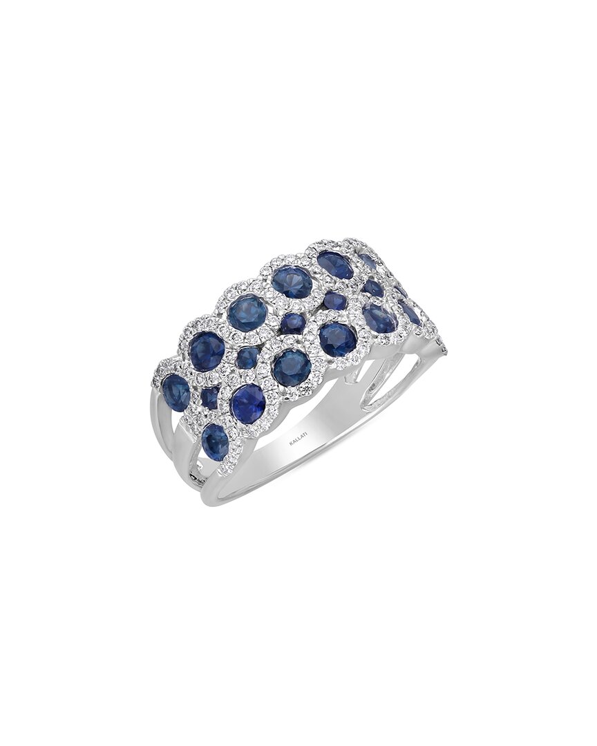 Kallati 14k 2.30 Ct. Tw. Diamond & Blue Sapphire Ring