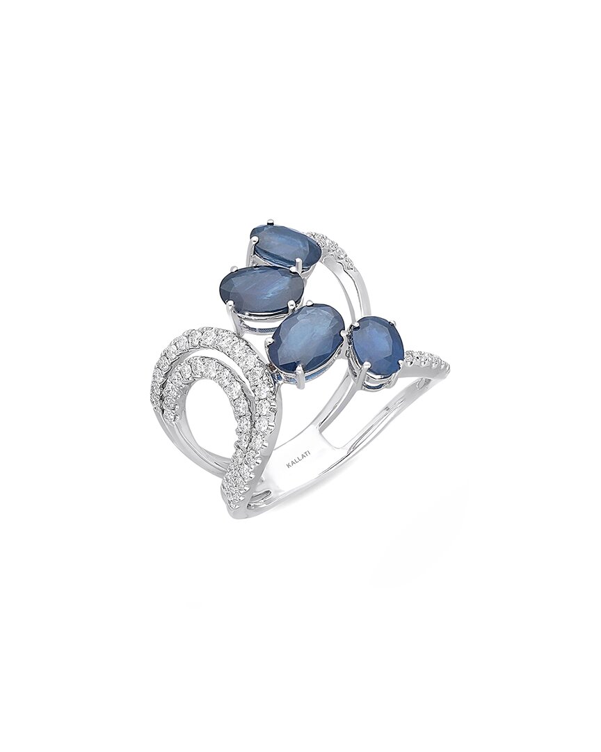 Kallati 14k 3.75 Ct. Tw. Diamond & Blue Sapphire Ring