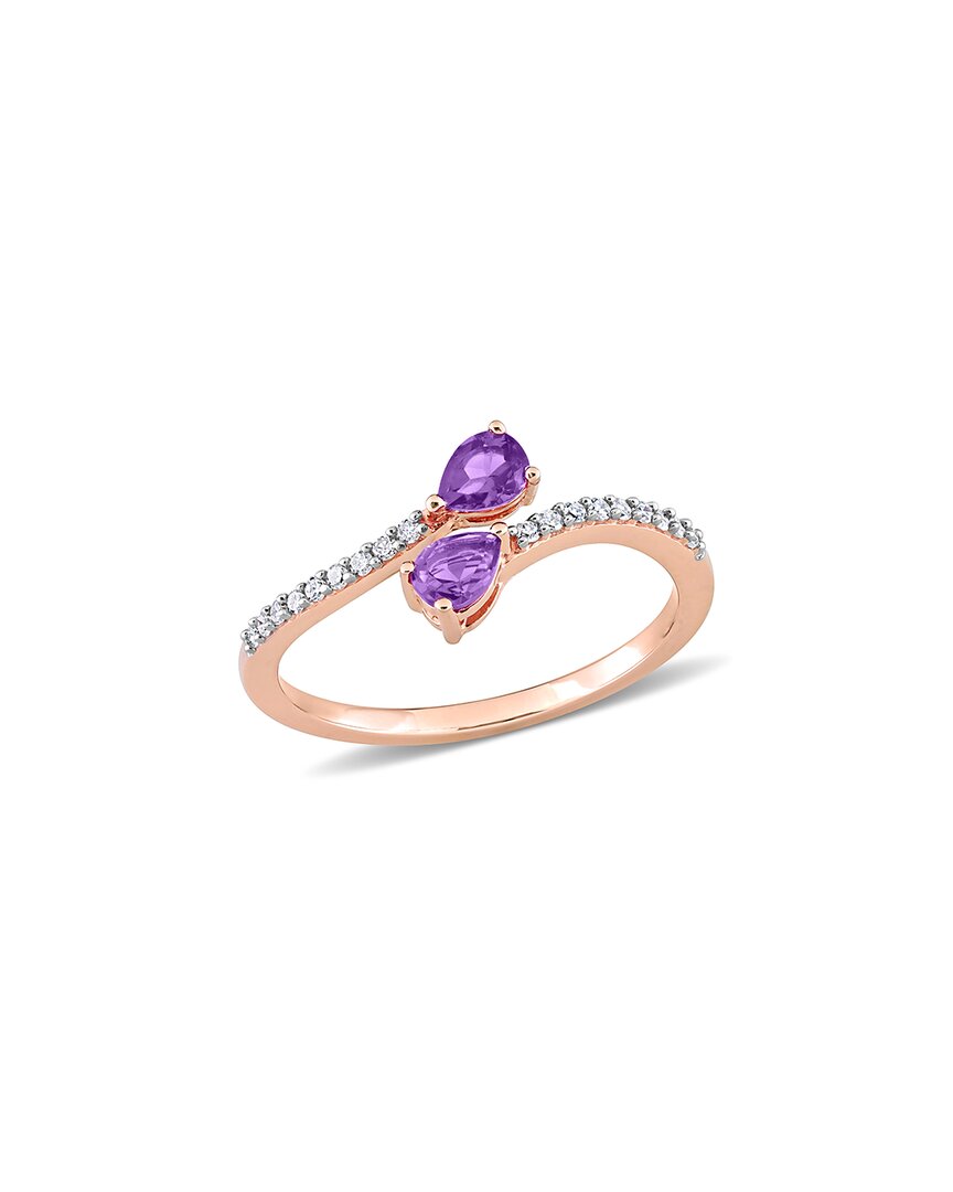 Rina Limor 10k Rose Gold 0.39 Ct. Tw. Diamond & Amethyst Ring