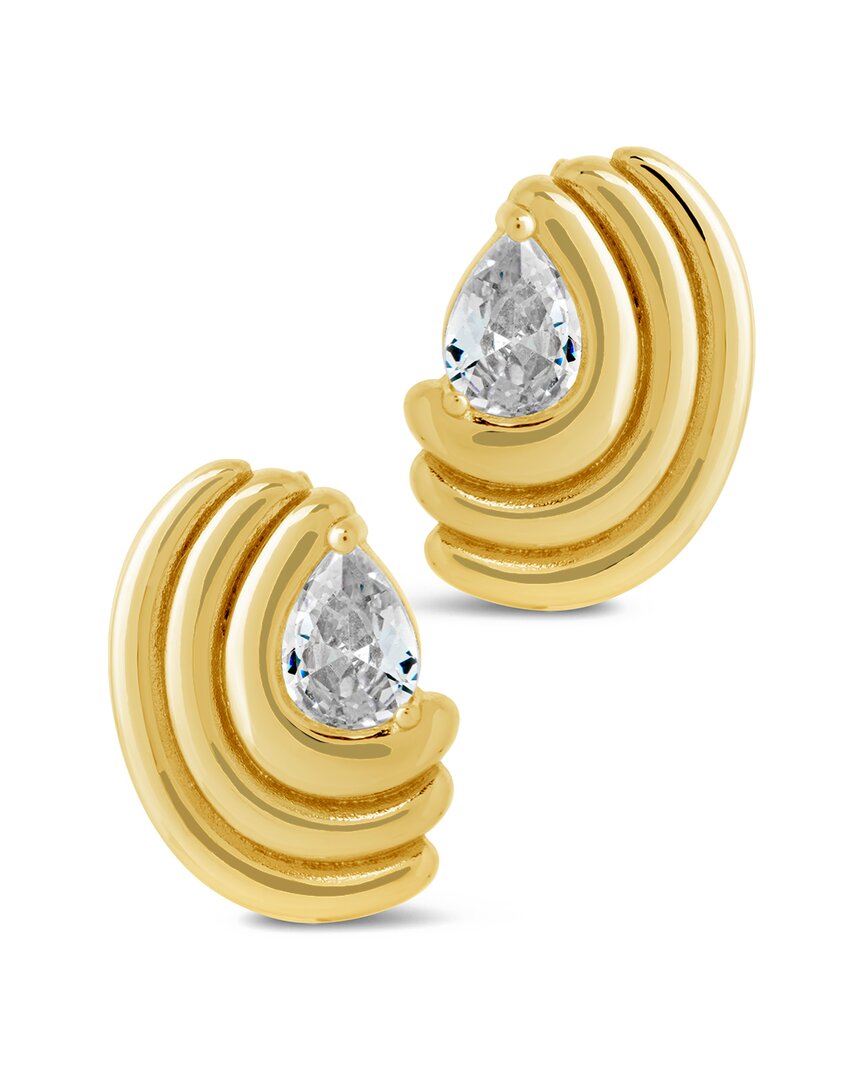 Sterling Forever 14k Plated Cz Kouign Amann Studs