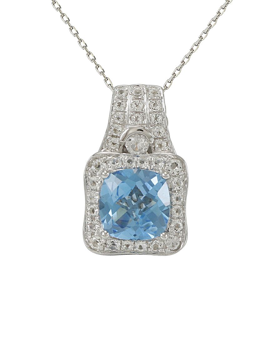 Image of Suzy Levian Silver . ct. tw. Diamond & Topaz Necklace