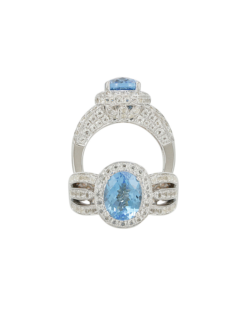Suzy Levian Silver 5.62 Ct. Tw. Diamond & Topaz Ring
