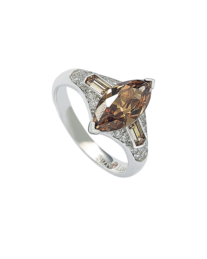 Suzy Levian Cz Jewelry Suzy Levian Silver Marquise Brown Cz Ring