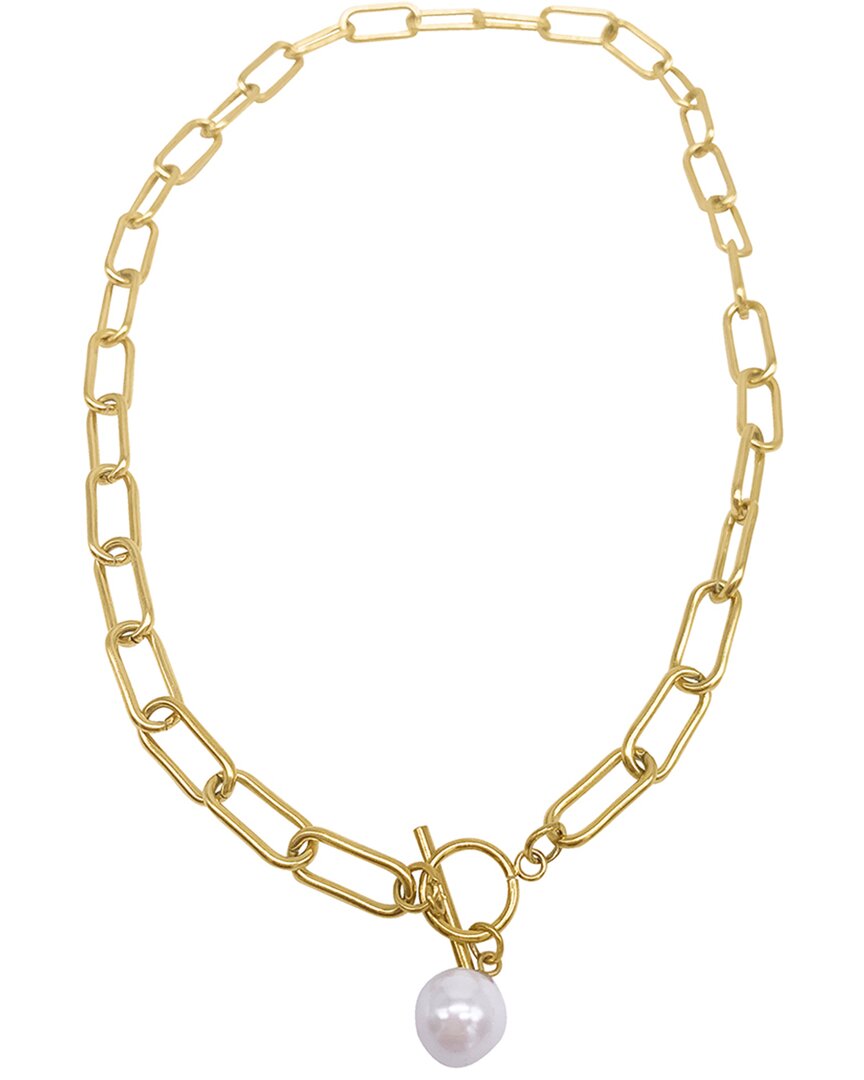 Adornia 14k Plated Pearl Paperclip Necklace