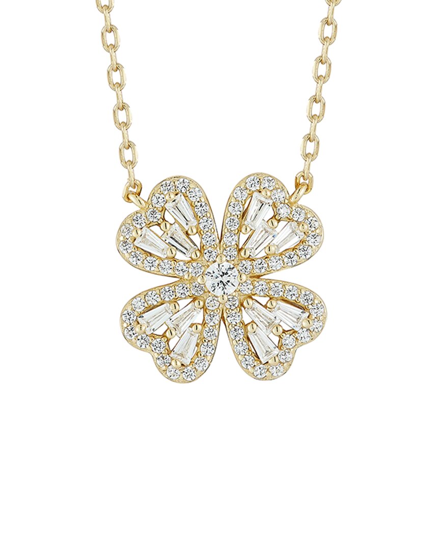 Glaze Jewelry 14K Plated Silver CZ Clover Necklace