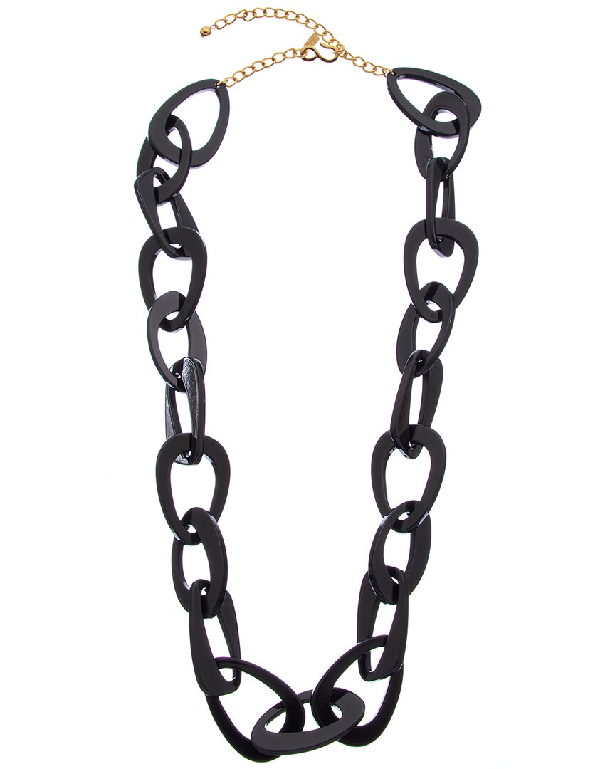 Kenneth Jay Lane Plated Resin Link Necklace In Black