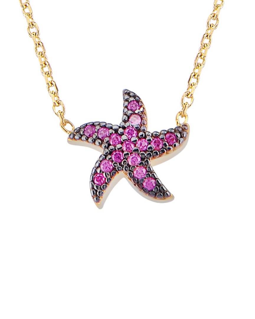 Gabi Rielle Love Is Declared 14k Over Silver Ruby Crystal Starfish Necklace