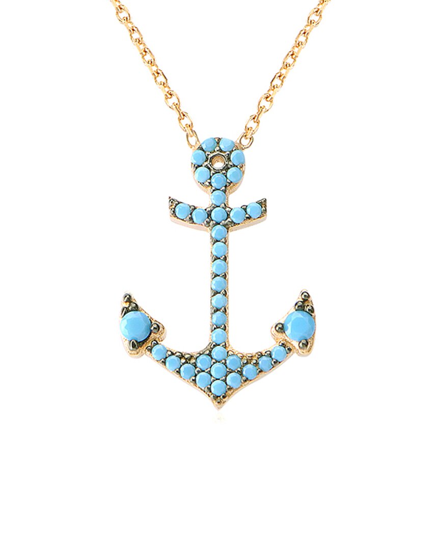 Gabi Rielle Love Is Declared 14k Over Silver Turquoise Anchor Necklace