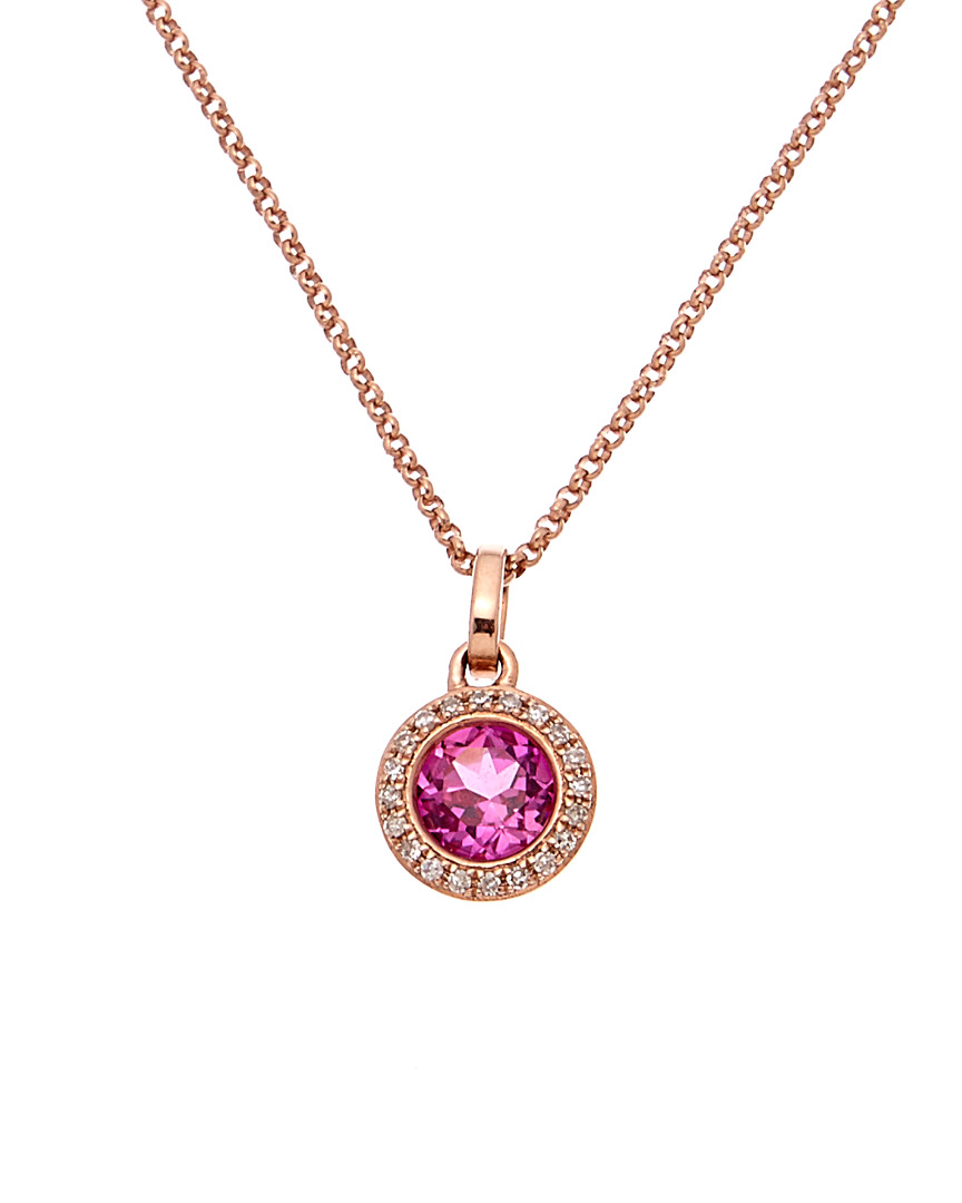 Diana M. Fine Jewelry 14k Rose Gold 1.00 Ct. Tw. Diamond & Topaz Necklace