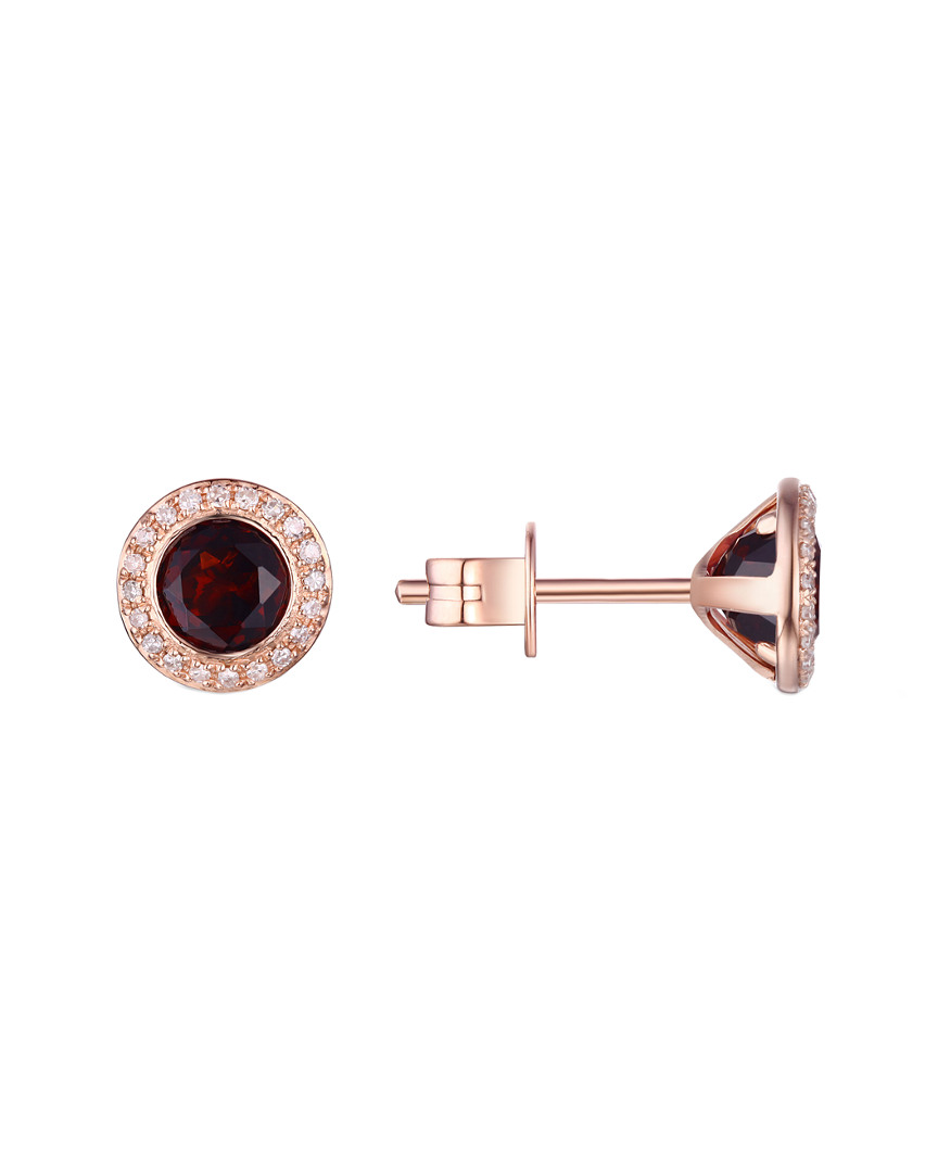 Diana M. Fine Jewelry 14K Rose Gold 2.03 ct. tw. Diamond & Garnet Circular Studs