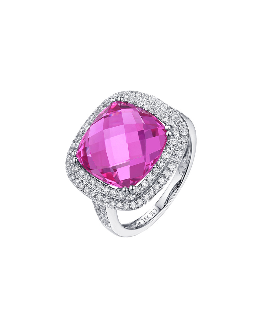 Image of Diana M. Fine Jewelry K . ct. tw. Diamond & Pink Topaz Ring