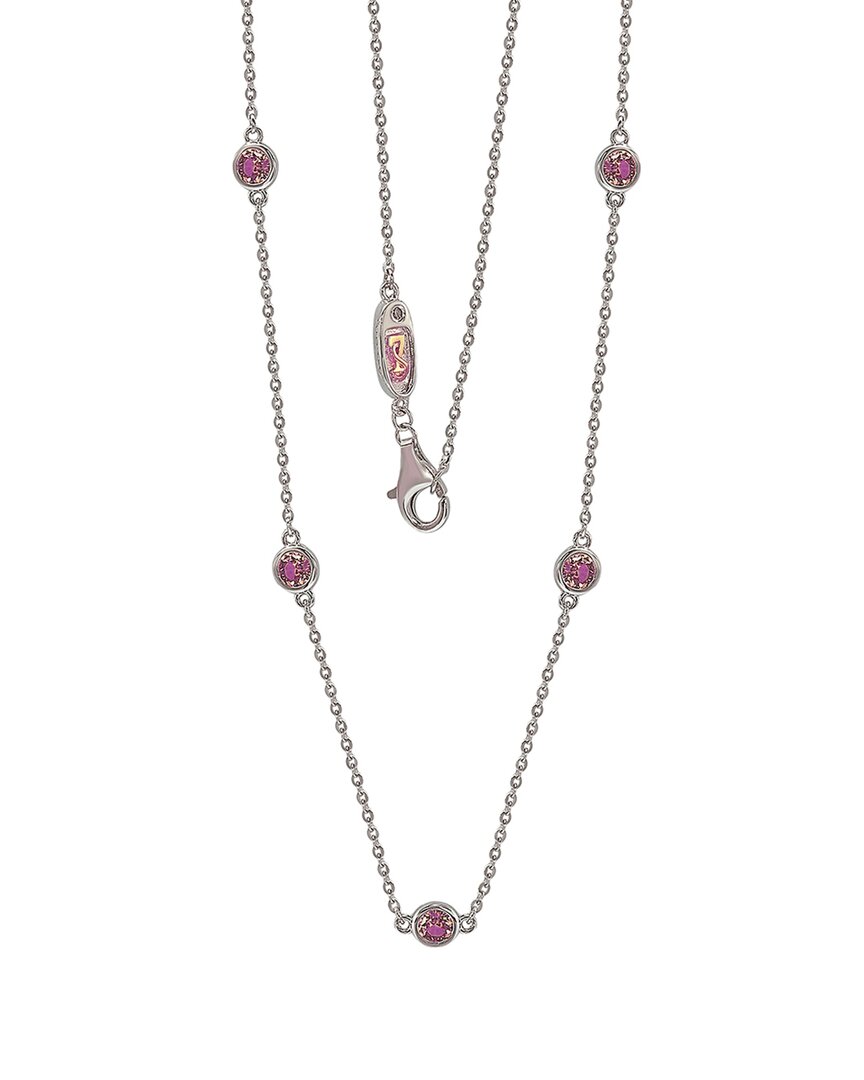 Suzy Levian Silver 0.02 Ct. Tw. Diamond & Sapphire Necklace