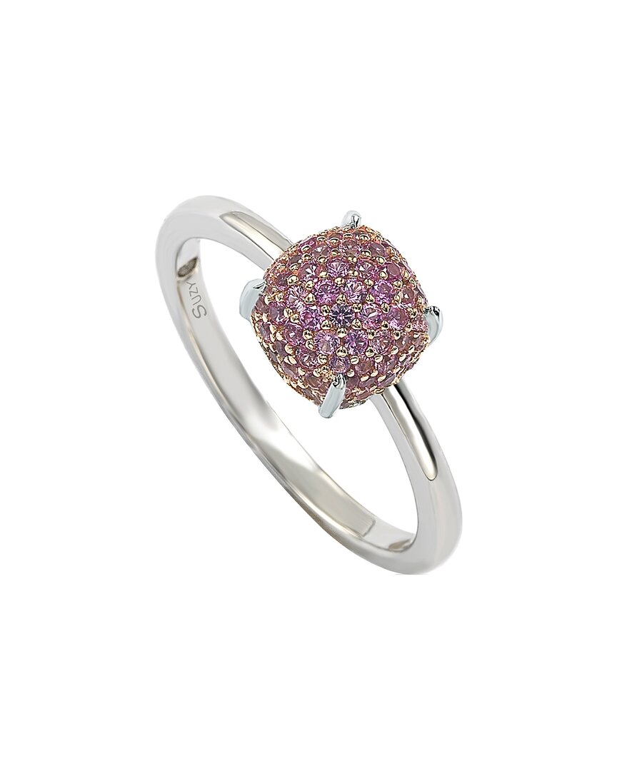 Suzy Levian Silver 0.02 Ct. Tw. Diamond & Sapphire Ring
