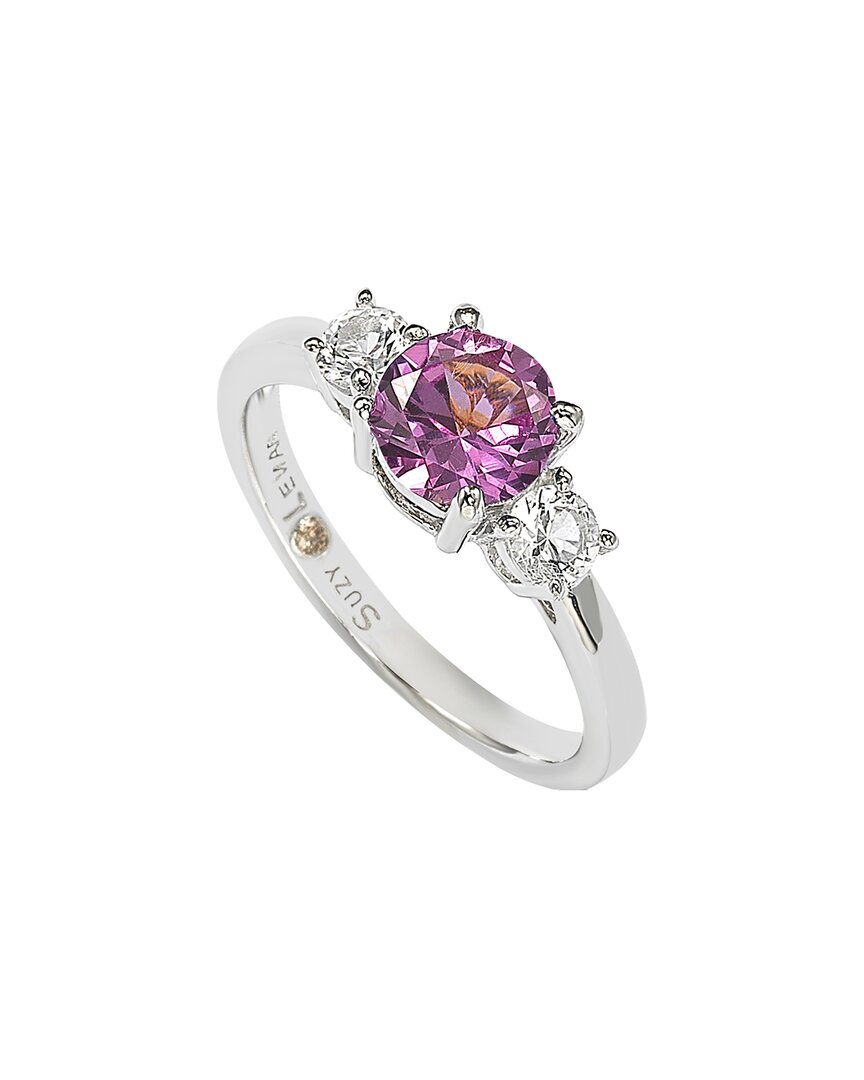 Suzy Levian Sterling Silver Pink Sapphire Ring