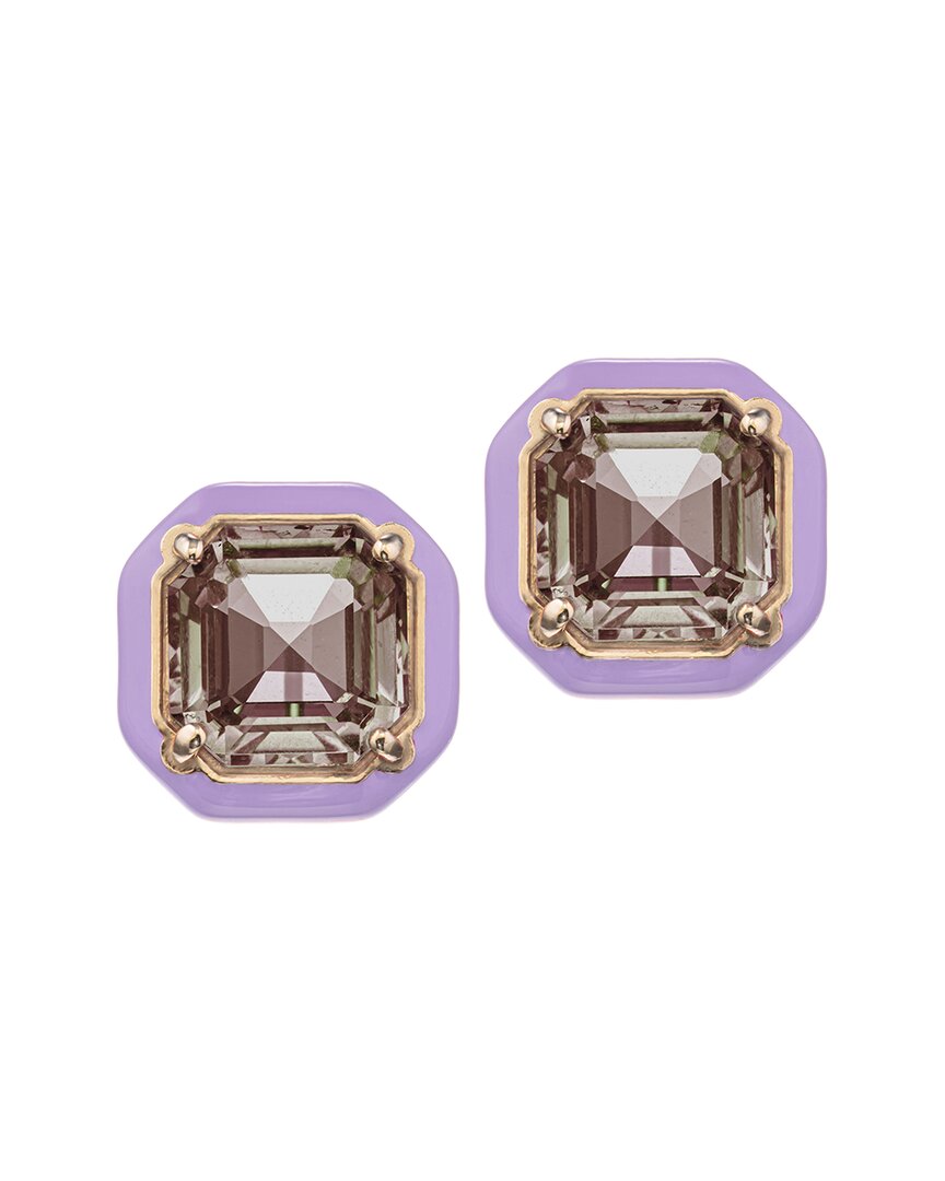 Shop Bea Bongiasca Flower Funk 9k & Silver 4.05 Ct. Tw. Smocky Quartz Studs