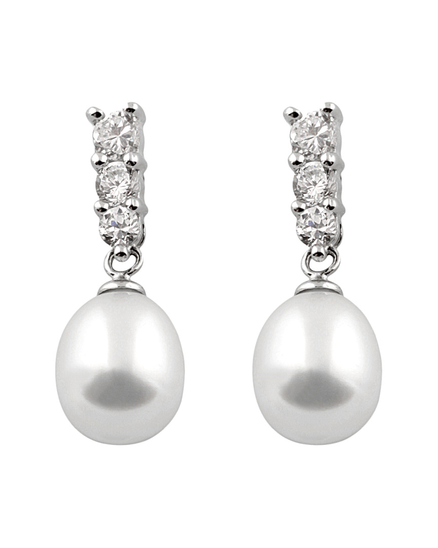 Splendid Pearls Silver 7-8mm Freshwater Pearl Earrings
