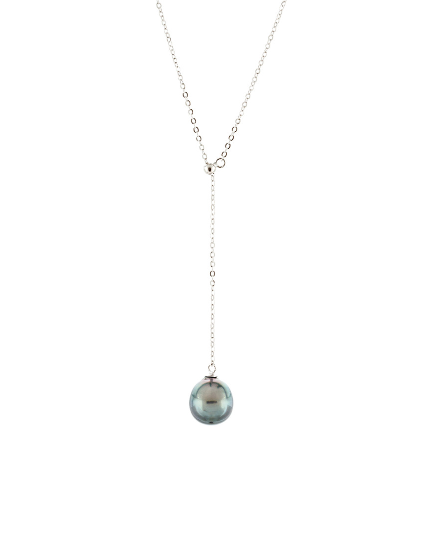 Splendid Pearls Silver 9-10mm Tahitian Pearl Necklace