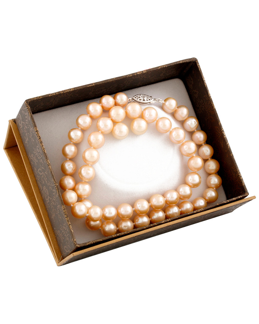 Splendid Pearls Rhodium Plated 8-8.5mm Pearl Necklace & Earrings Set