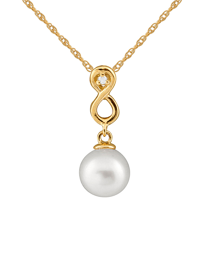 Shop Masako Pearls Splendid Pearls 14k 0.02 Ct. Tw. Diamond & 8-8.5mm South Sea Pearl Necklace