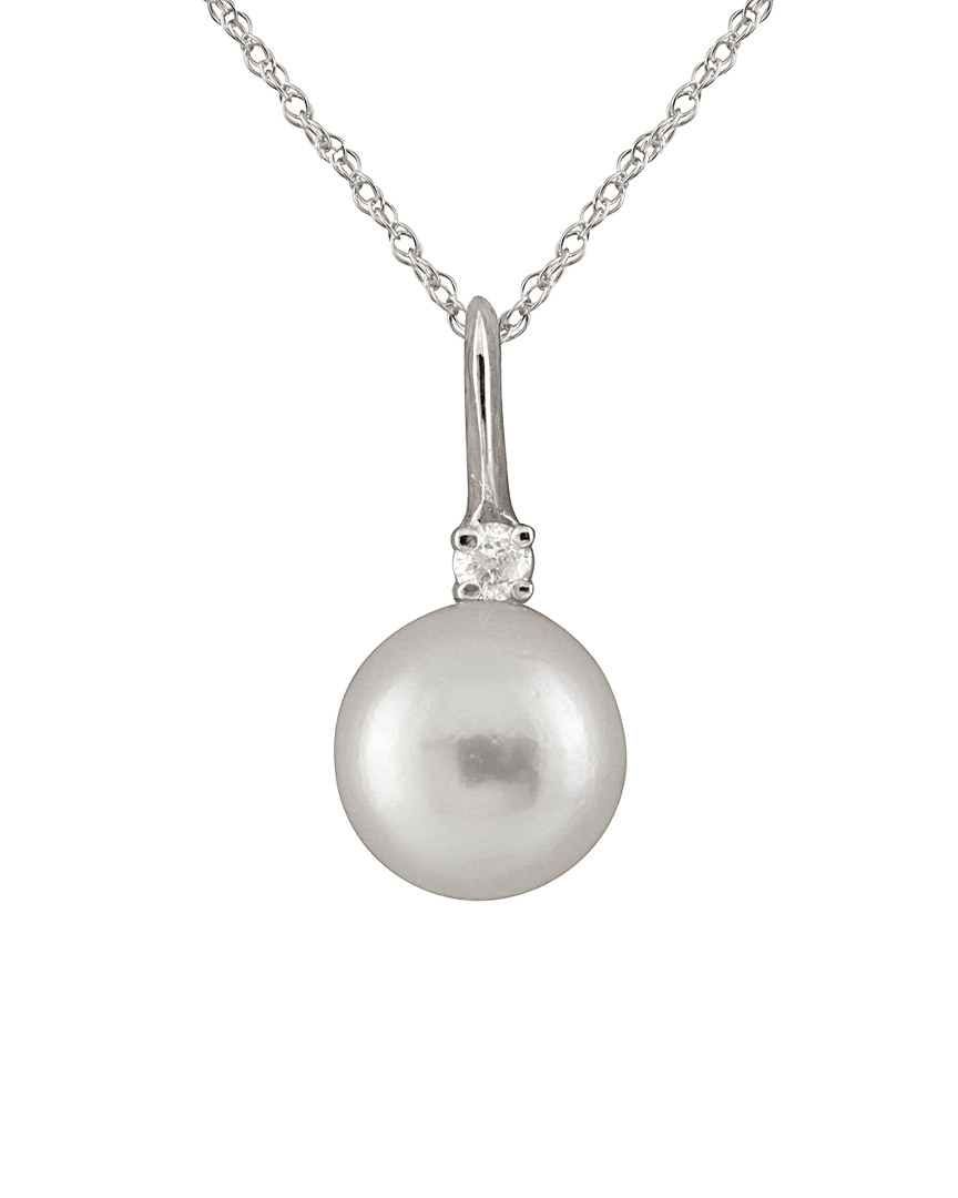 Masako Pearls Splendid Pearls 14k 0.03 Ct. Tw. Diamond & 8-8.5mm Akoya Pearl Necklace