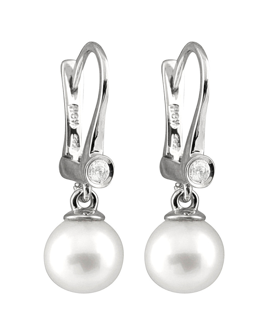 Shop Masako Pearls Splendid Pearls 14k 0.06 Ct. Tw. Diamond & 7-7.5mm Freshwater Pearl Earrings