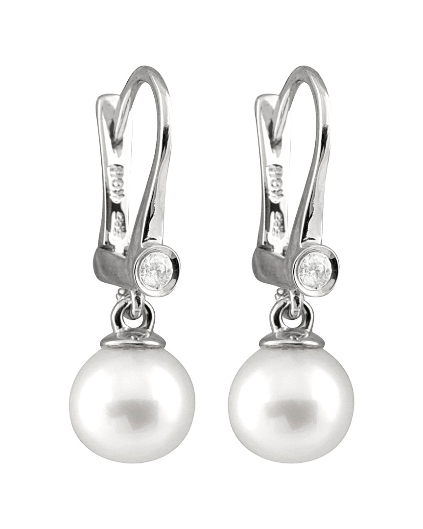 Masako Pearls Splendid Pearls 14k 0.06 Ct. Tw. Diamond & 7-7.5mm Freshwater Pearl Earrings