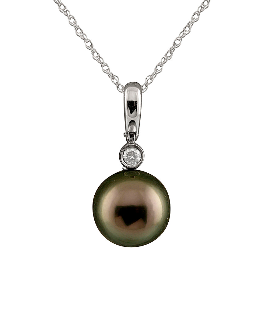 Masako Pearls Splendid Pearls 14k 0.07 Ct. Tw. Diamond & 11-12mm Tahitian Pearl Necklace